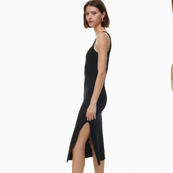 Aritzia Babaton Chase Knit Midi Dress Dark Navy Blue Size Small - Picture 4 of 10